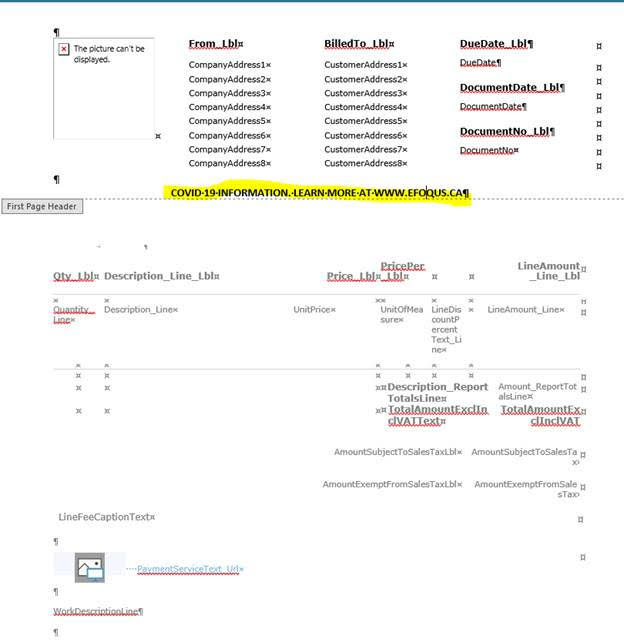 Editing Word report in Business Central