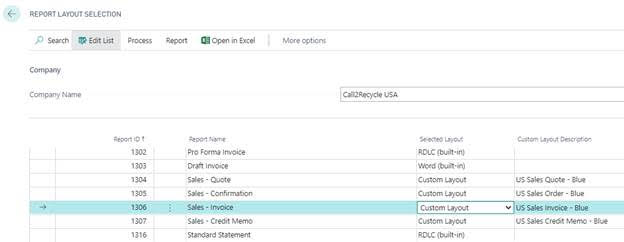 Select a Report Layout in Dynamics 365 Business Central