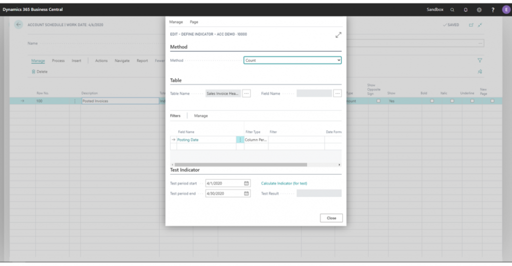 Advanced Account Schedules Dynamics 365 Business Central