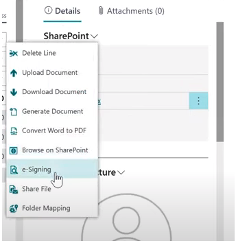 e-signing from Dynamics 365 Business Central with SharePoint Connector