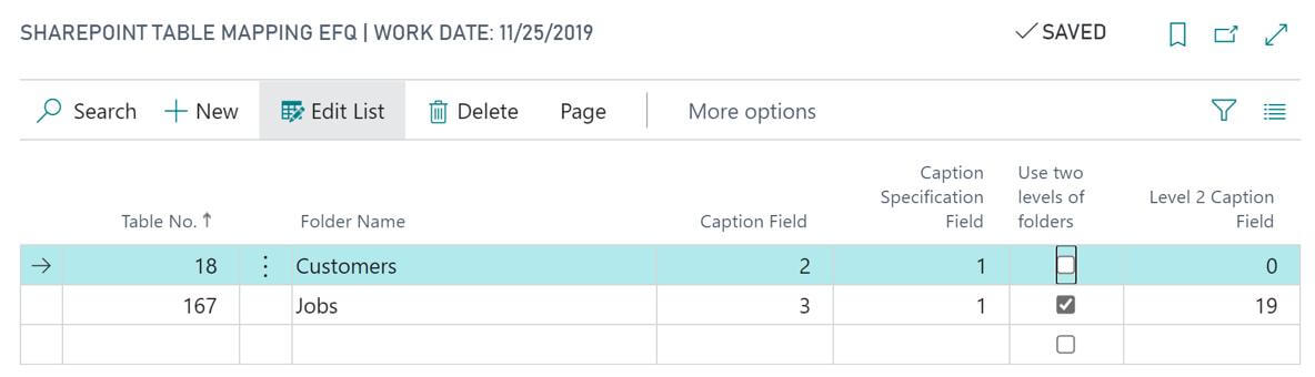 table mapping with sharepoint connector