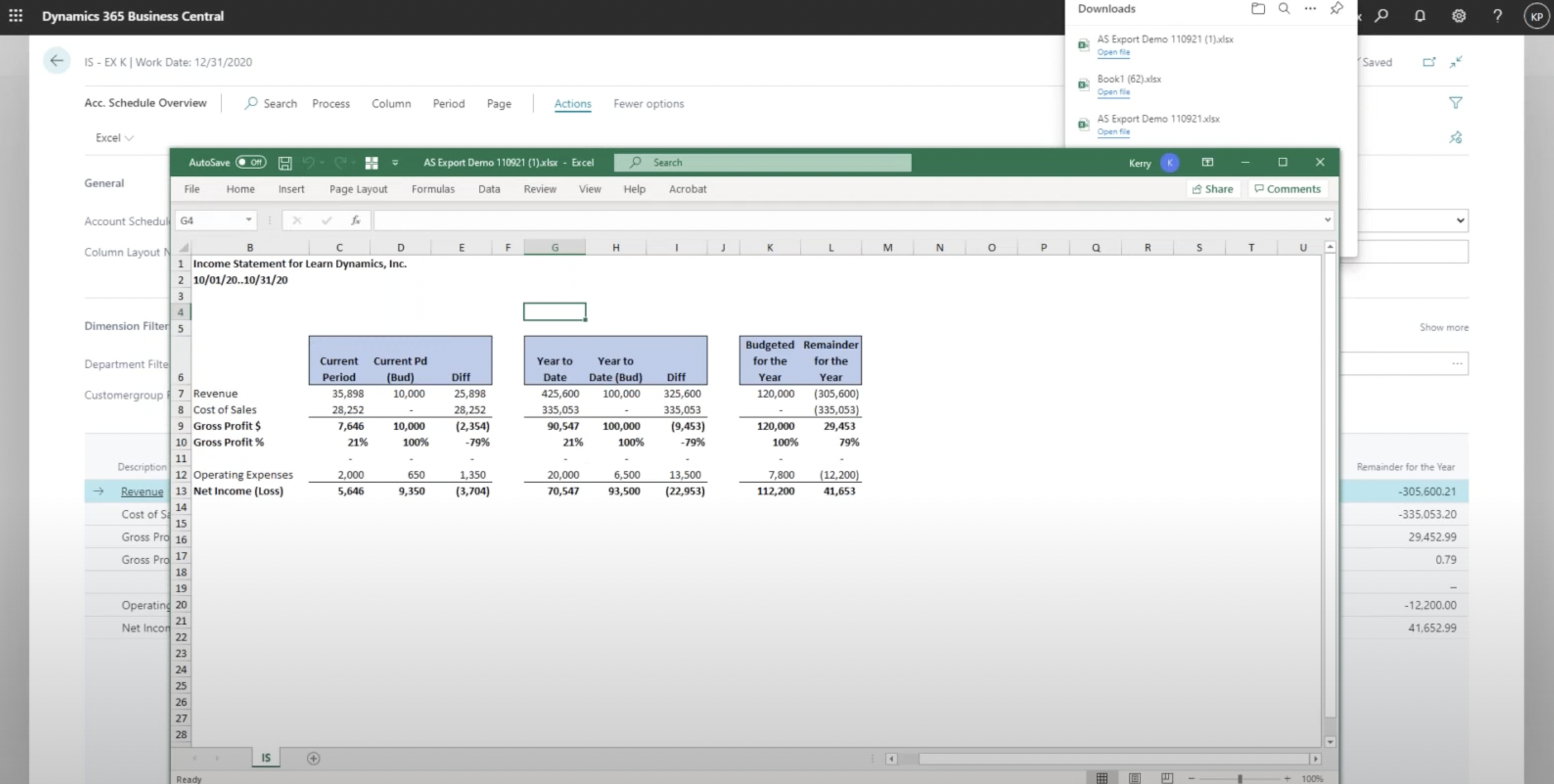 account schedules report in excel