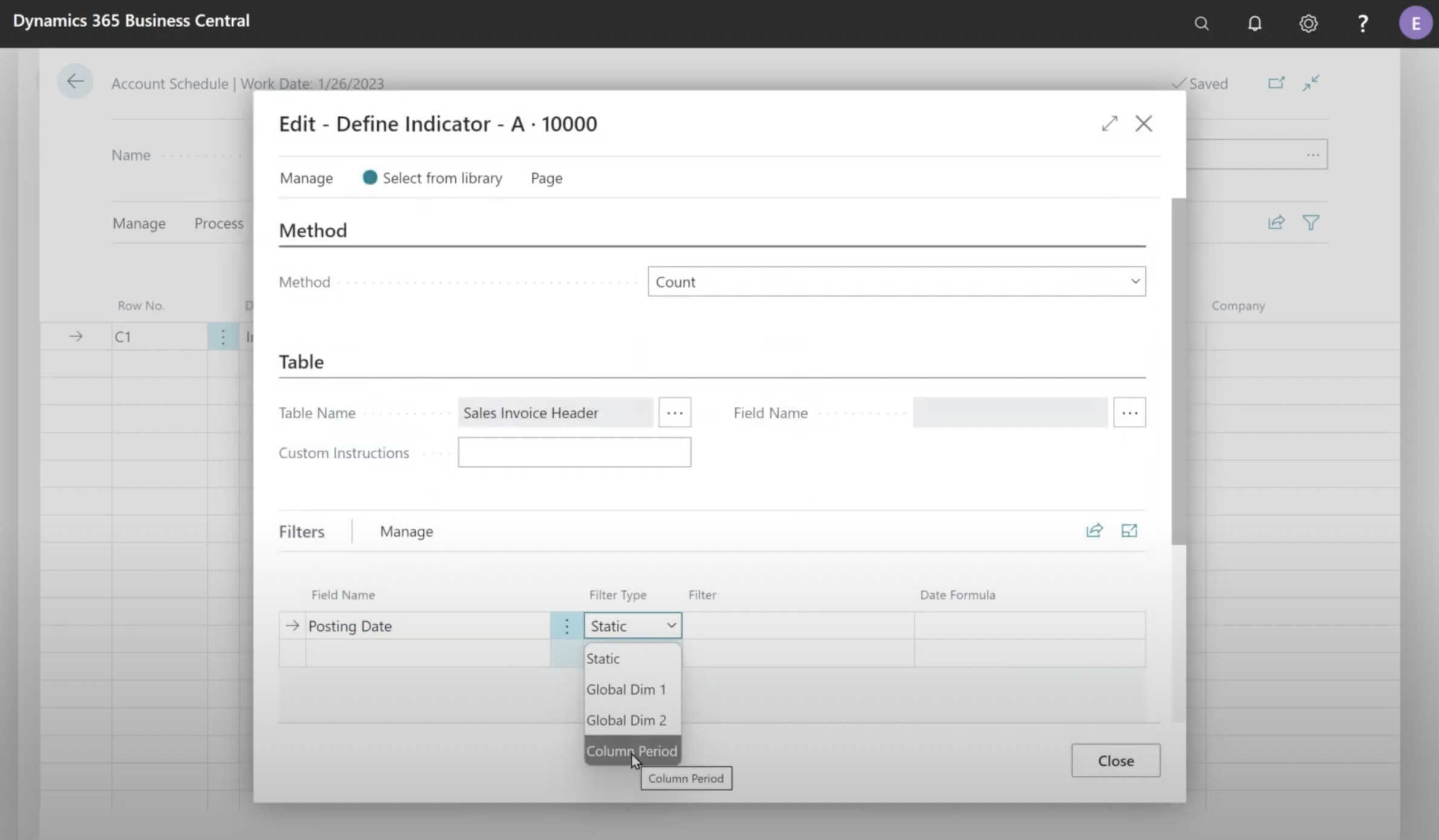 narrowing data segments in advanced account schedules app