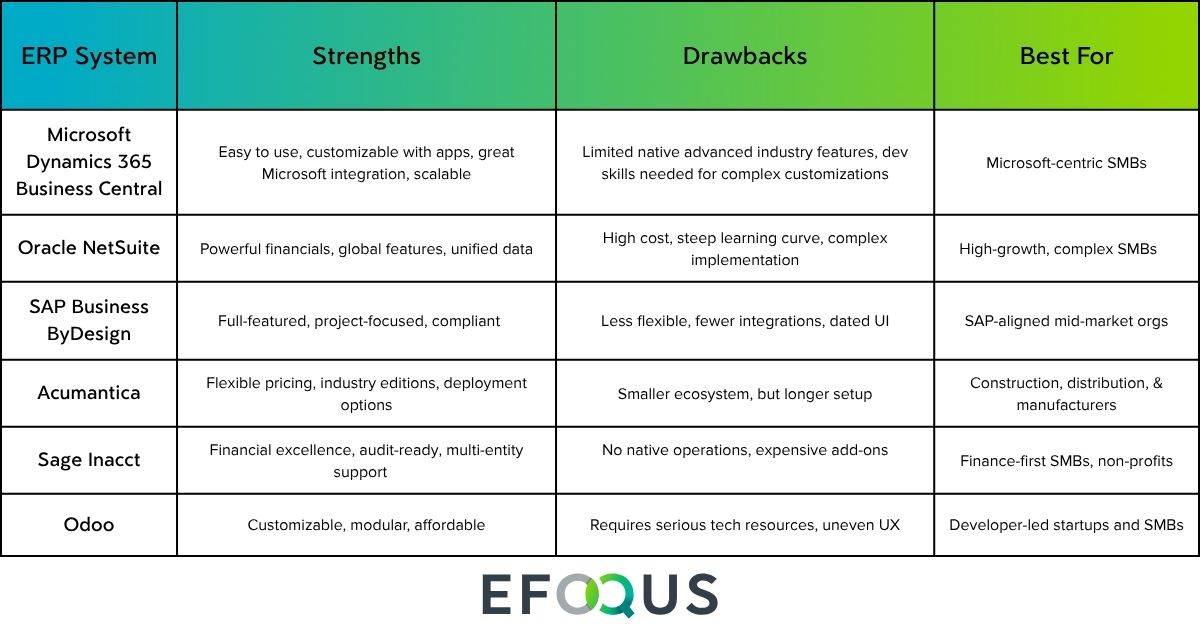 comparison of erp system options for SMBs